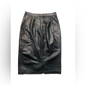 COMINT Black Leather Pencil Skirt